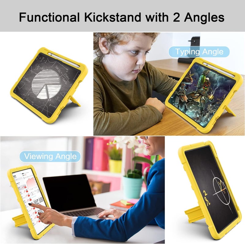 Azzsy Case for iPad (A16) 11th Generation 11 Inch 2025 / iPad 10th Generation 10.9 Inch 2022, [Built-in Pencil Holder] Heavy Duty Shockproof Rugged Protective Case, Yellow - Image 3